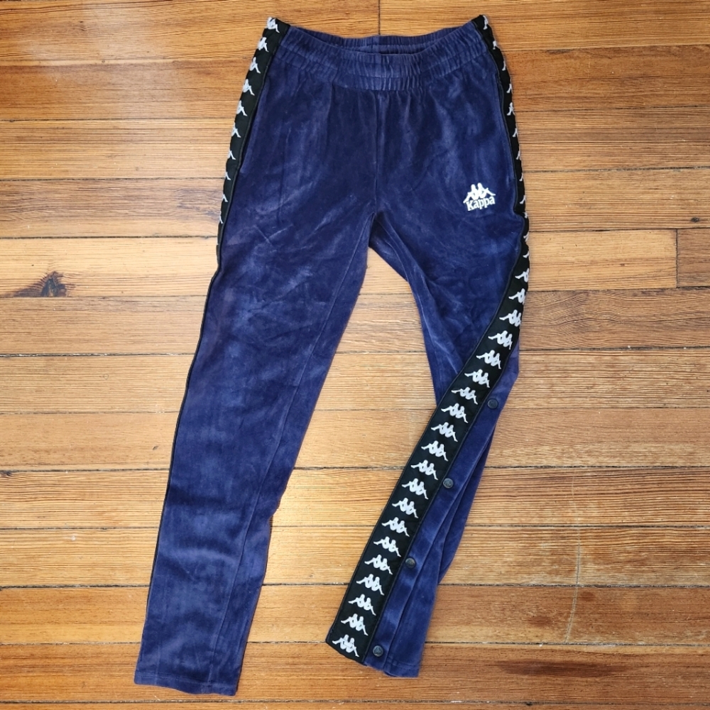 Kappa Purple Tear Away Velvet Velour Tape Trim Sweatpants